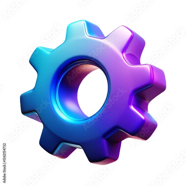 Fototapeta Gear Icon: A vibrant and stylized gear icon, radiating efficiency, coordination, and seamless operation. Representing the interconnectedness of technology and innovation.