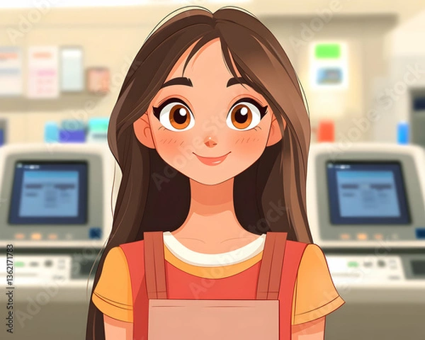 Obraz Cartoon cashier