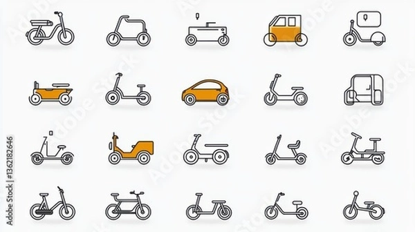 Fototapeta Diverse Collection of Efficient and Eco Friendly Personal Mobility Vehicles for Urban and Recreational Lifestyles Showcasing the Latest Innovations in Sustainable Transportation Options