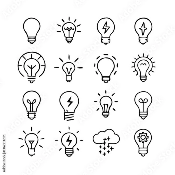Obraz Lightbulb Concept Icons Vector