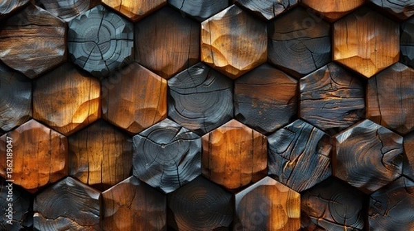 Obraz Wall wood design hexagon 3d panels