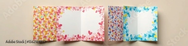 Fototapeta Customizable folder die cut mock up template with unique patterns and colors for marketing and display purposes , marketing, die cuts, custom folders