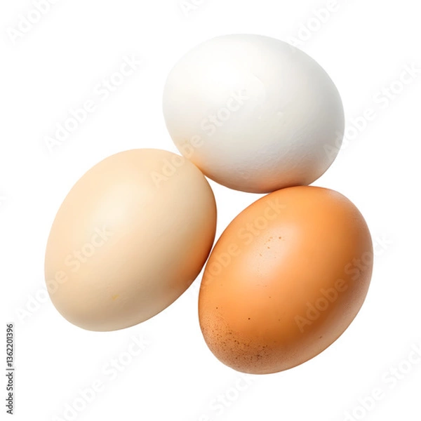 Obraz Three eggs in different colors on Transparent background.