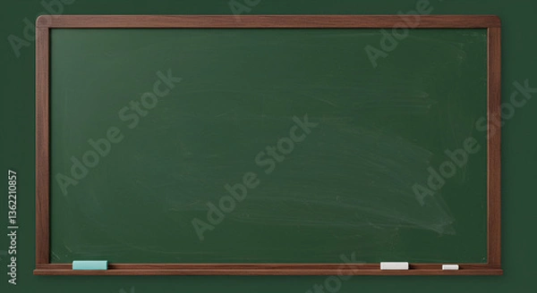 Obraz blank blackboard green board, back to school, green chalkboard with frame, Education concepts. green background, green background, a blank green chalkboard, room, wall, interior, floor, space,a blank 