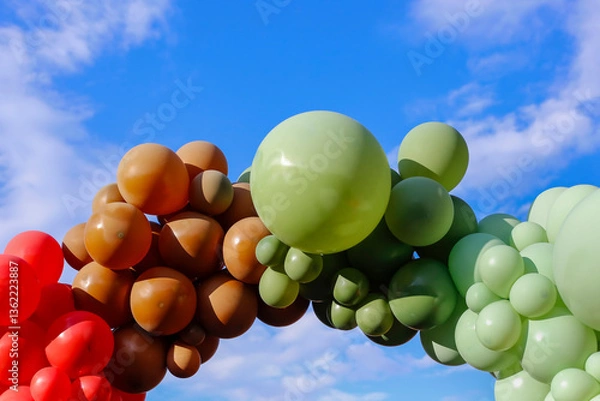 Fototapeta diverse and colorful balloons backdrop - birthday party