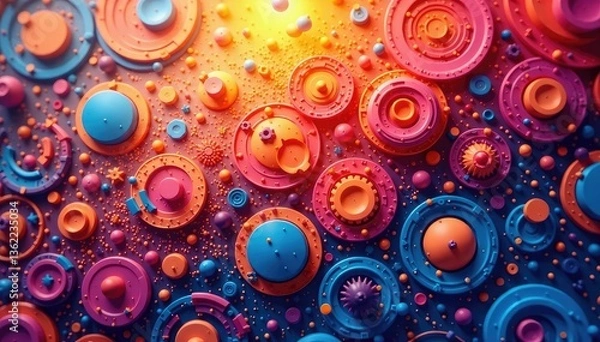 Fototapeta Interlocking circles creating a flowing, organic pattern, red, pattern