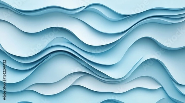 Obraz Aerial light blue abstract gradient background blur white waves pattern. illustration