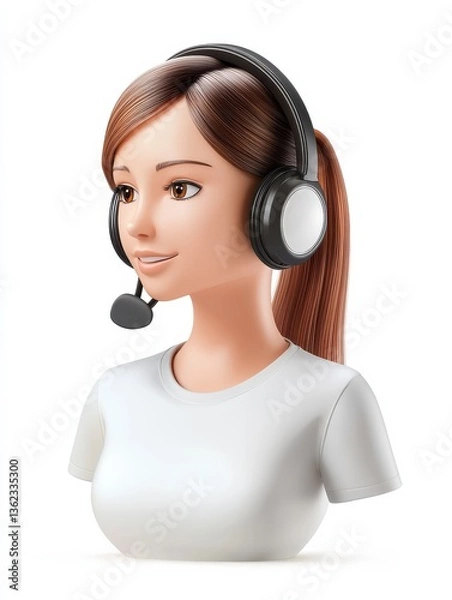 Obraz 3D Operator Icon: Customer Service Representative Logo Illustration