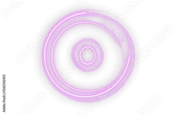 Obraz Abstract purple neon glowing rings on black background.