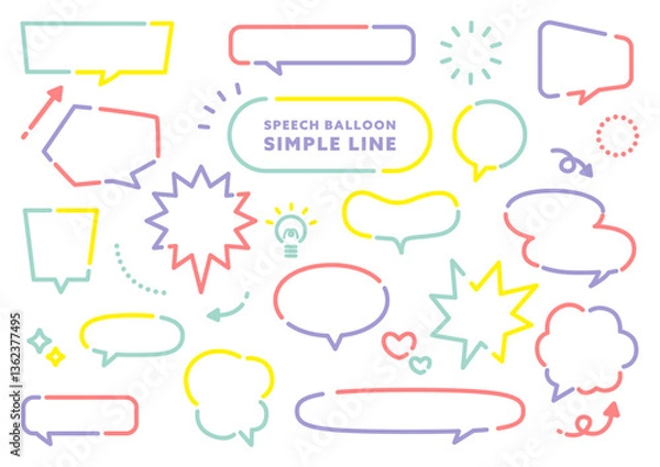 Fototapeta シンプルでポップなラインの吹き出し素材