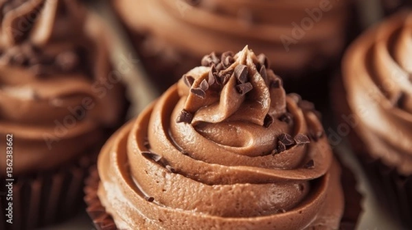 Obraz Macro view of chocolate sample in mocha mousse color trend.