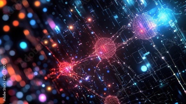 Fototapeta Glowing Neural Network Visualization in Futuristic Design
