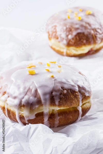 Obraz Fresh polish donuts on a white background