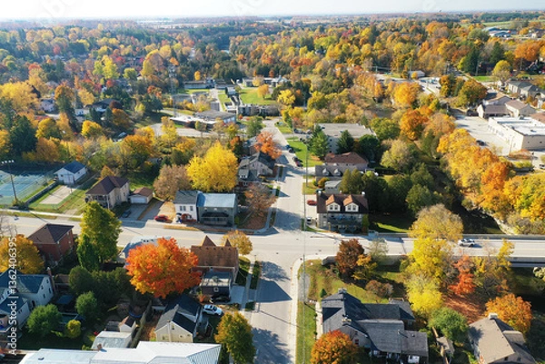Obraz Aerial scene of Fergus, Ontario, Canada in colorful autumn