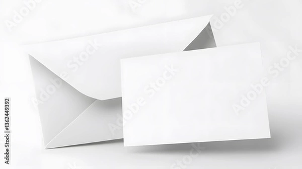 Fototapeta Blank White Envelope and Card Mockup Stationery Design