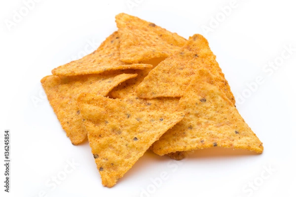 Obraz Nachos chips, isolated on white background.