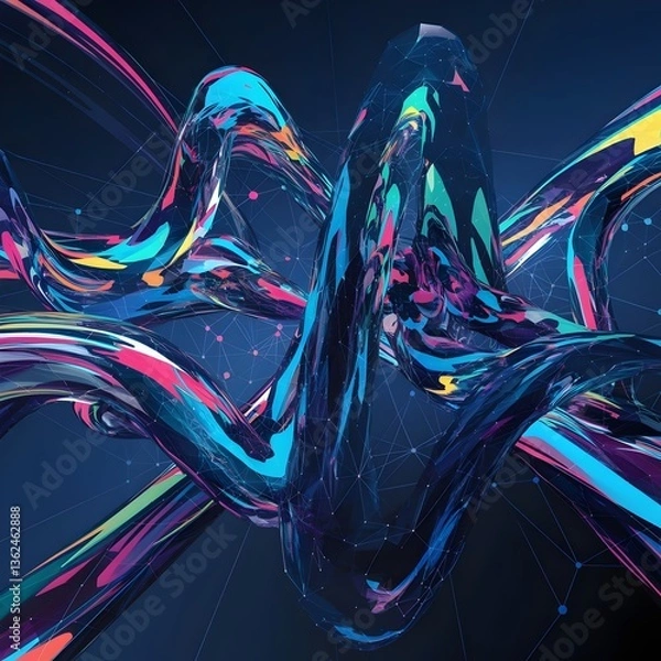 Fototapeta Digital Abstract with Multi-Layered Waves