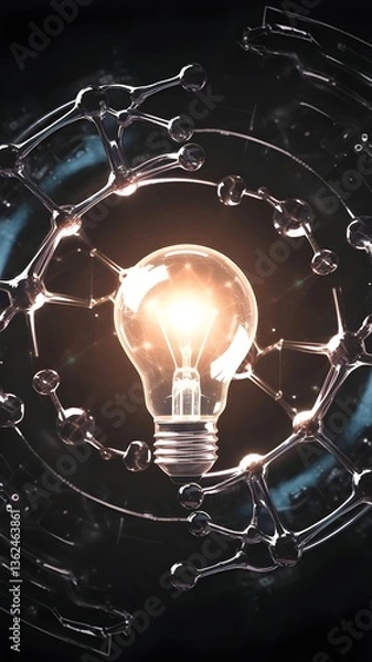 Fototapeta Stylized Light Bulb in a Circular Geometric Pattern