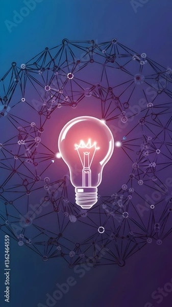 Fototapeta  Light Bulb with a Web-like Structure on Gradient Background