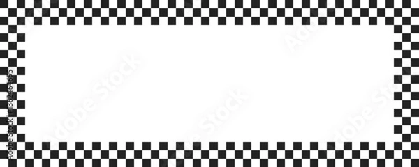 Fototapeta Black and white checkerboard frame isolated on transparent background vector illustration.