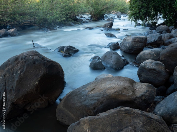 Fototapeta Cool Morning Stream Cascading Over Rocks, Phitsanulok