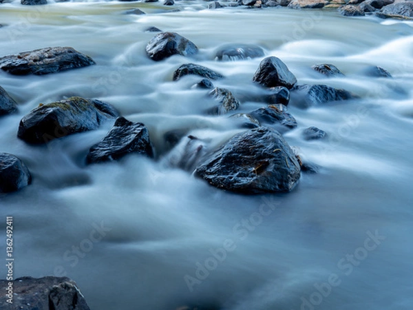 Fototapeta Dawn Brook Flowing Over Rocks