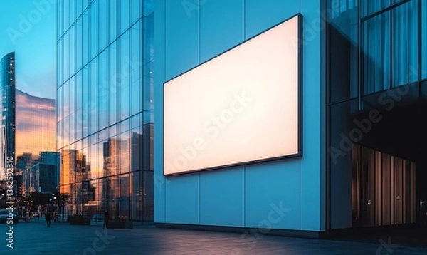Obraz a blank billboard on a modern building. The image shows a large empty display with a city backdrop