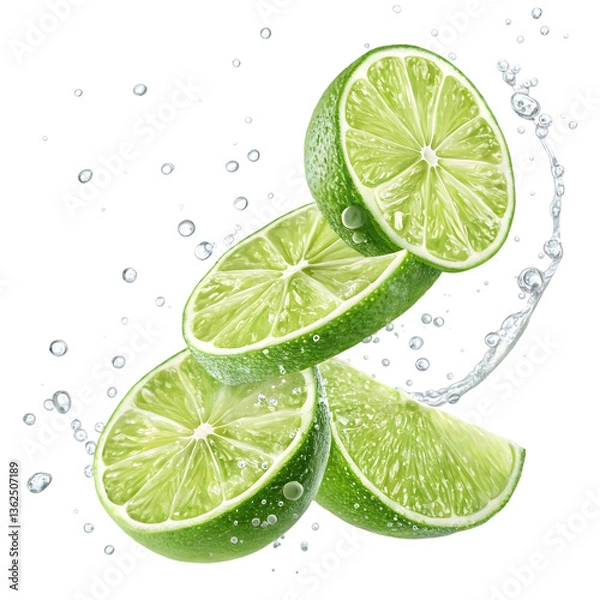 Fototapeta lime slice with water drops