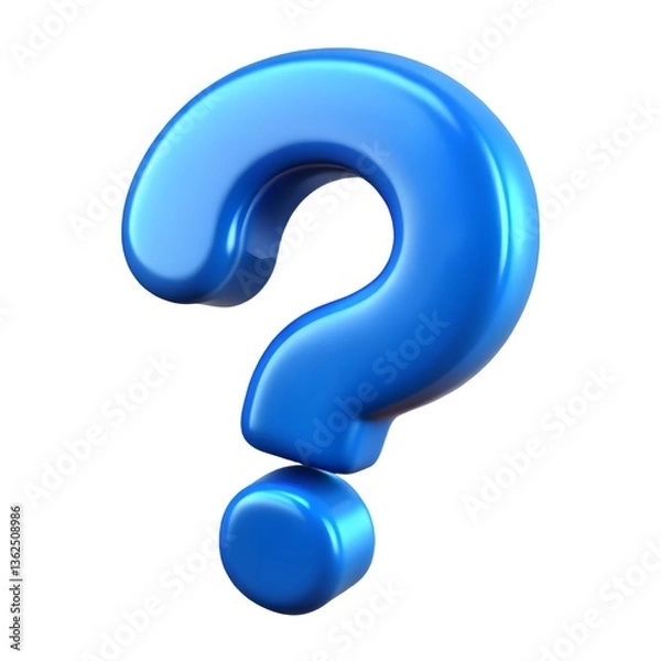Fototapeta 3D Rendered Blue Question Mark Isolated on White