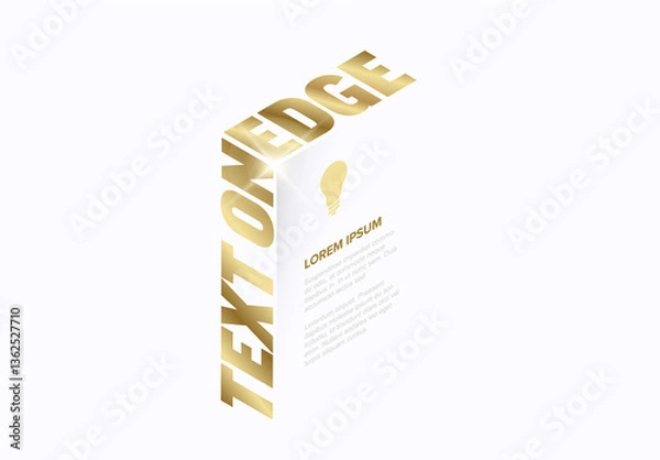 Obraz Golden Text on the Edge with light glow and white background - editable text effect