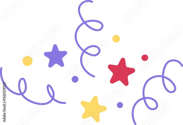 Fototapeta Bright and colorful confetti in vector style, perfectly suited for designing materials dedicated to holidays and celebrations. Vector illustration