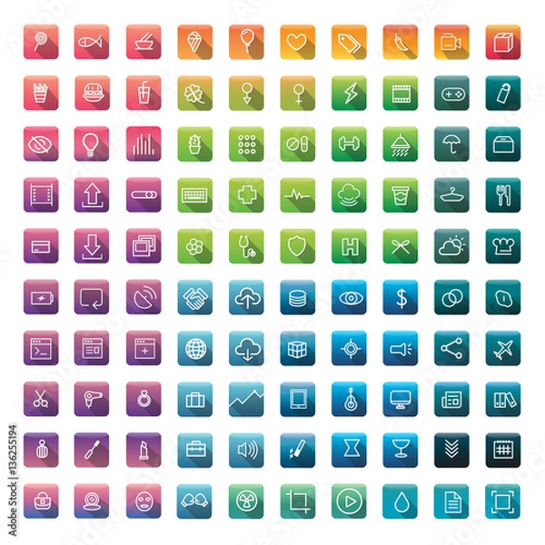 Fototapeta Icon Collection Vector Application Content Concept