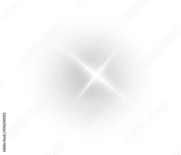 Fototapeta Flash light with sparkle effect. Glowing yellow light, magic star sparks, and lens flare on a transparent background. Perfect for highlights and special effects. Vector illustration.