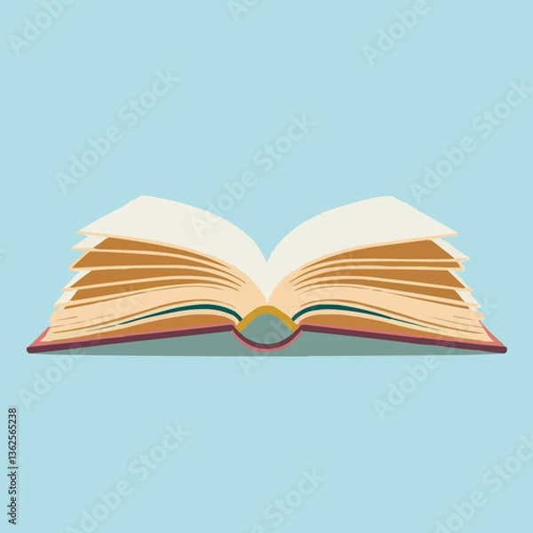 Fototapeta Open Book with Pages on Light Blue Background
