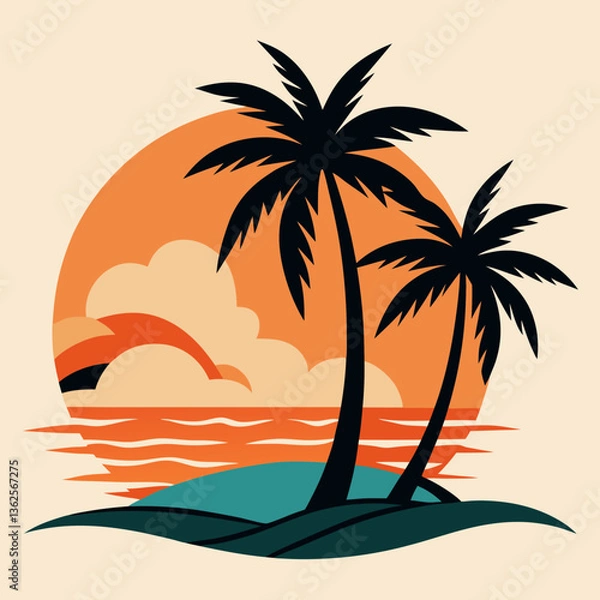 Fototapeta palm tree silhouette