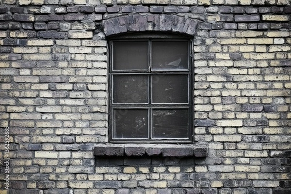 Fototapeta Small window in rustic brick wall with textured bricks. Neural network AI generated