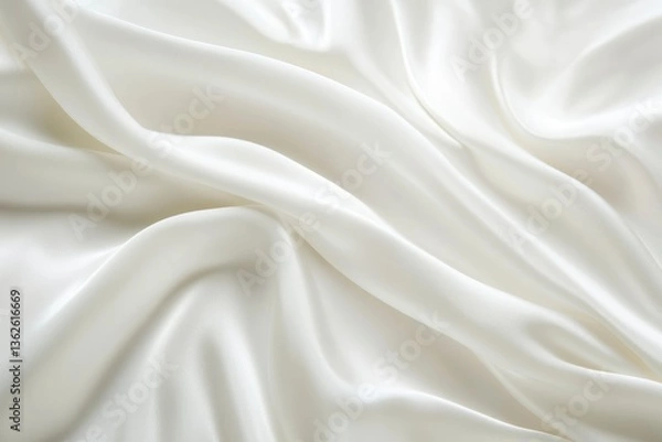 Fototapeta Smooth Creamy White Satin Fabric with Gentle Drapes and Soft Texture