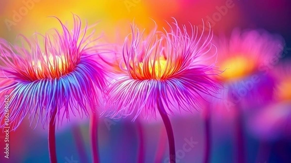 Fototapeta Vibrant Floral Fantasy: Close-up of Colorful Petals in a Mesmerizing Bloom