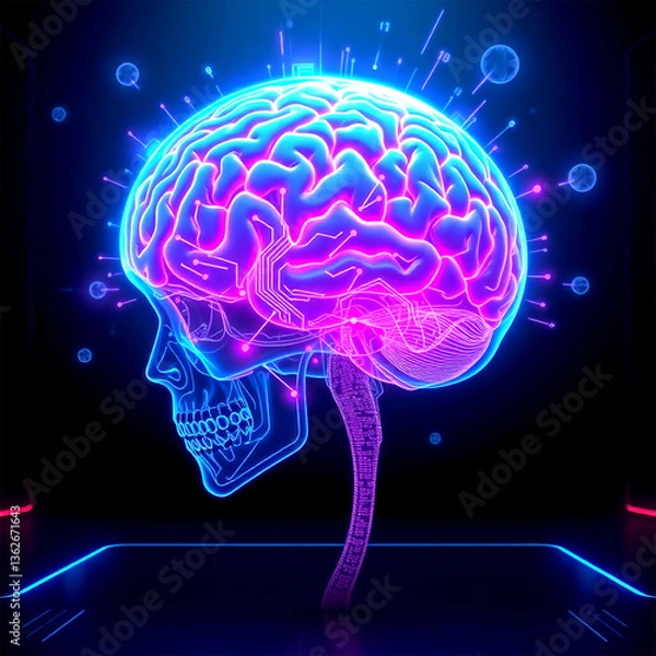 Obraz Bright Brain Concept Showcasing Intelligence and Technology