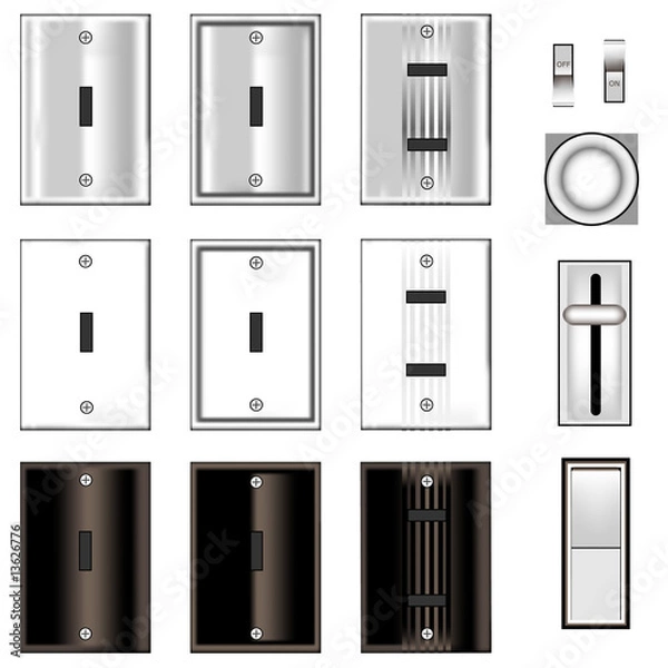 Fototapeta Light switches and faceplates in vector
