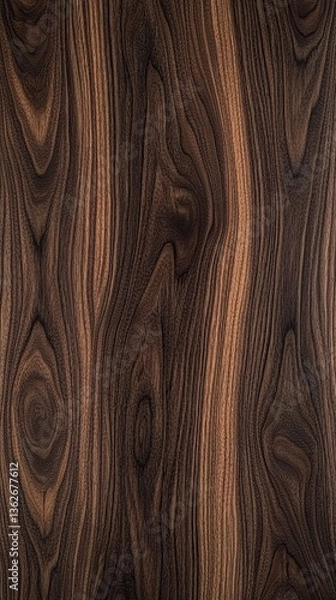 Fototapeta Dark Walnut Wood Texture with Wavy Grain and Satin Finish