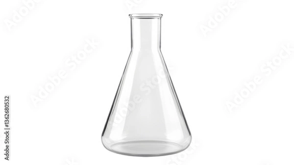 Fototapeta Transparent Empty Laboratory Flask Isolated on White Background for Scientific and Medical Use