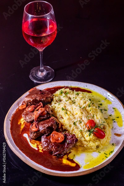 Obraz grilled meat and wine