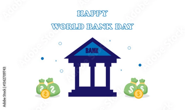 Fototapeta Happy World Bank Day Suitable For Background Greeting. International day of bank, vector graphics with bank, money, 
world savings day, International Accounting Day, online banking and accounting