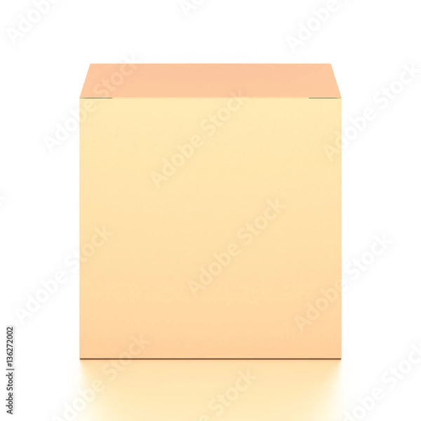 Fototapeta Brown corrugated cardboard box from top front angle. Blank, vertical, and rectangle shape.