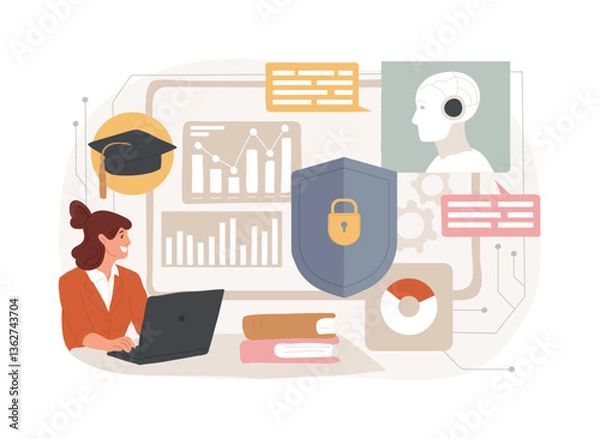 Obraz AI-Driven Security Training abstract concept vector illustration.