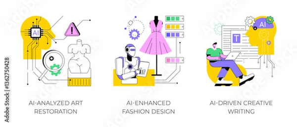 Obraz Art and Creativity with AI tools abstract concept vector illustrations.