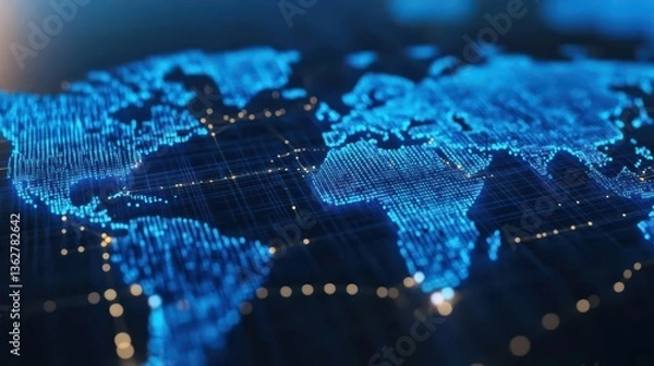 Obraz A futuristic global logistics network model with AI-driven optimization