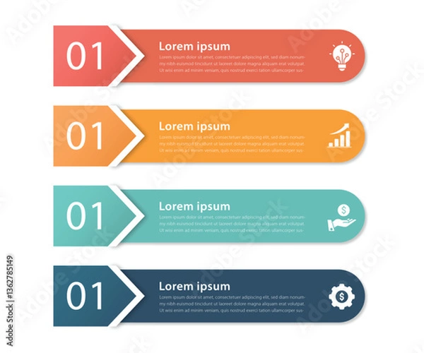 Fototapeta modern design template for infographic with 4 options or steps with icons. Infographic business concept Can be used for info graphics, flow charts, presentations, web sites, banners