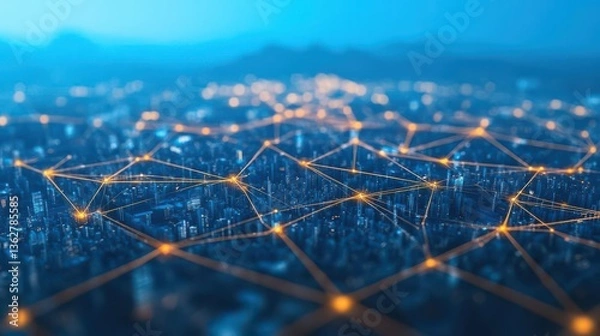 Obraz An abstract visualization of a connected global logistics ecosystem